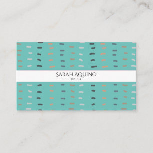Hand Drawn Whimsical Line Doodles Doula Monogram Business Card