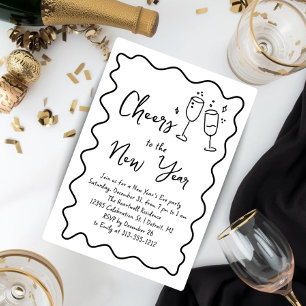 Hand Drawn Whimsical New Year's Eve Party Invitation