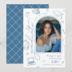 Hand Drawn Whimsical Photo Graduation Announcement
