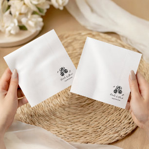 Hand Drawn Whimsical retro disco Wedding Doodle Napkin