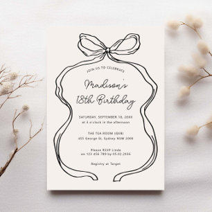 Hand Drawn Whimsical Ribbon 18th birthday party Invitation
