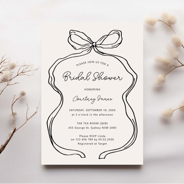 Hand Drawn Whimsical Ribbon Border Bridal Shower Invitation (Creator Uploaded)