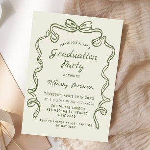 Hand Drawn Whimsical Ribbon graduation Invitation