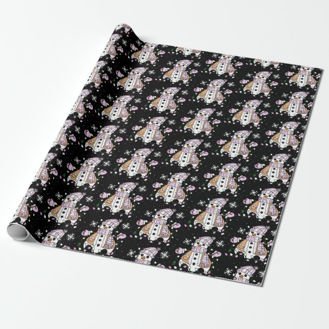 Hand drawn Whimsical Snowman Christmas   M Wrapping Paper (Unrolled)