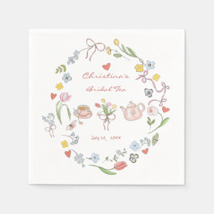 Hand Drawn Whimsical Tea Bridal Shower  Napkin