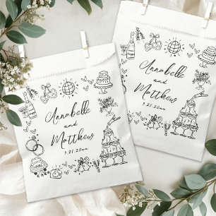 Hand Drawn Whimsical Wedding Favour Bag