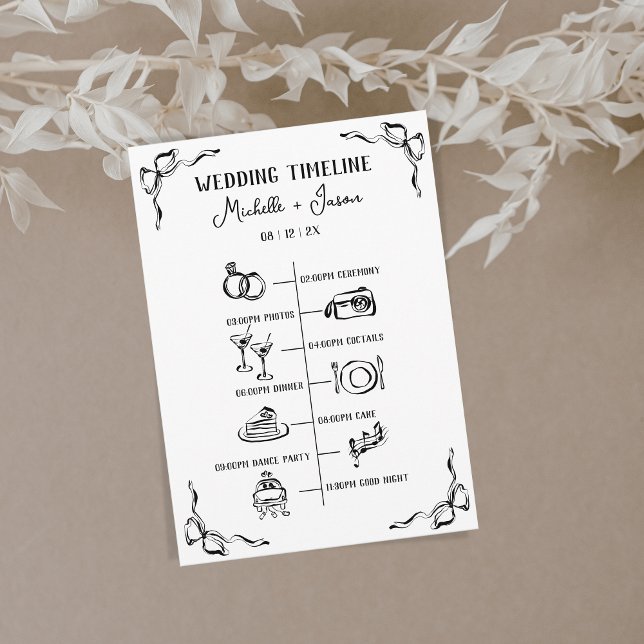 Hand Drawn Whimsical Wedding Itinerary Schedule Program (Creator Uploaded)