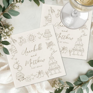 Hand Drawn Whimsical Wedding Napkin