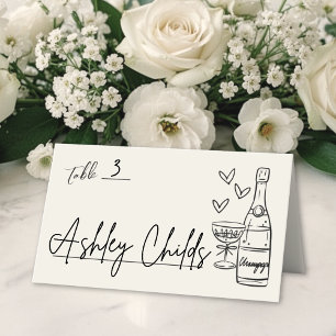 Hand Drawn Whimsical Wedding Place Card