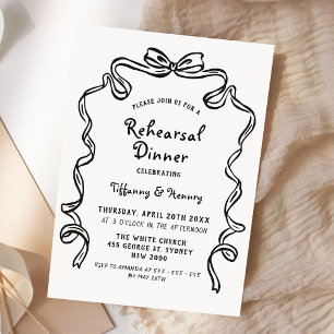 Hand Drawn Whimsical wedding rehearsal dinner Invitation