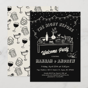 Hand drawn whimsicalWelcome Night Before chihuahua Invitation