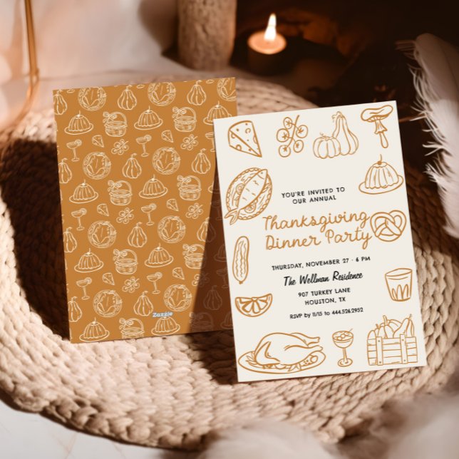 Hand Drawn Whimsy Doodle Thanksgiving Invite (Creator Uploaded)