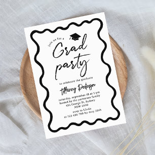 Hand Drawn White Graduation Party Invitation