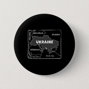 Hand-drawn White Line Map Of Ukraine And Neighbori 2 Inch Round Button