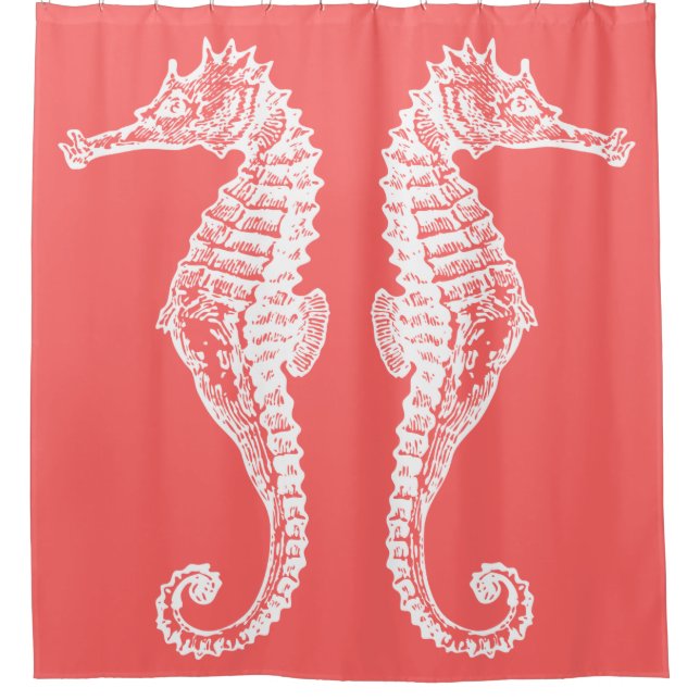Hand Drawn White Seahorse Classy Coral (Front)