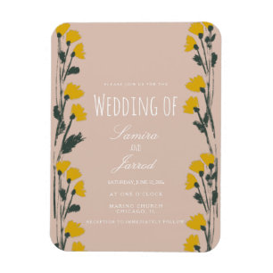 Hand-Drawn Wild Floral Botanical Vintage Wedding Magnet