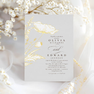 Hand-drawn Wildflowers Elegant Light Grey Wedding
