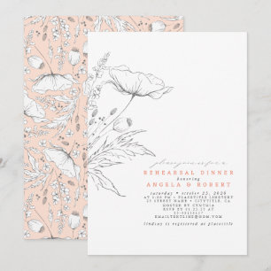 Hand-drawn Wildflowers Elegant Rehearsal Dinner Invitation
