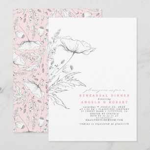 Hand-drawn Wildflowers Elegant Rehearsal Dinner Invitation