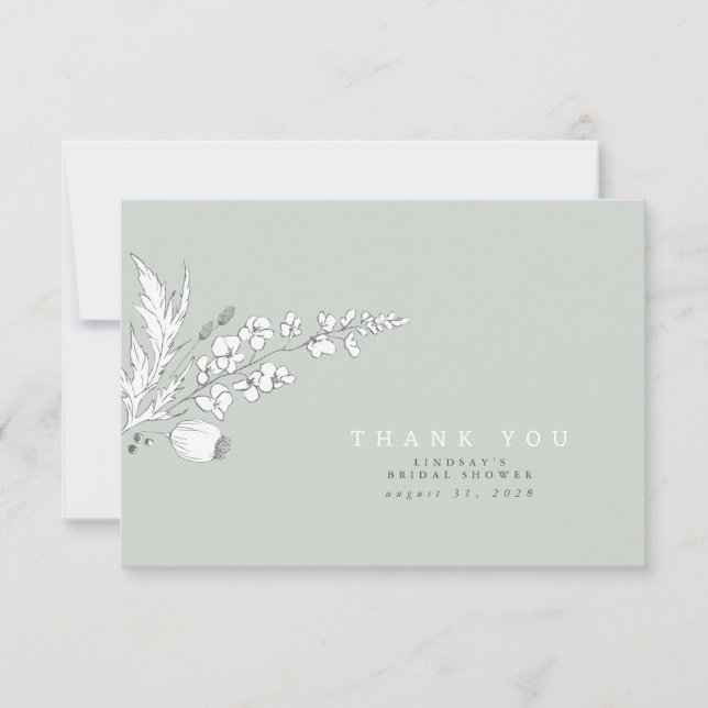 Hand-drawn Wildflowers Elegant Thank You (Front)