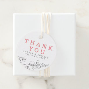 Hand-drawn Wildflowers Minimalist Thank You Favour Tags