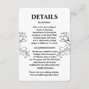 Hand-drawn Wildflowers Pattern Wedding Details Enclosure Card