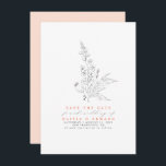 Hand-drawn Wildflowers Peach Colour Save the Date<br><div class="desc">Hand-drawn pencil wildflowers light peach save the date cards</div>