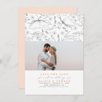 Hand-drawn Wildflowers Peach Save the Date Photo