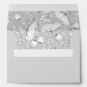 Hand-Drawn Wildflowers Sketch Pattern Modern Envelope