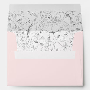 Hand-Drawn Wildflowers Sketch Pattern Modern Pink Envelope