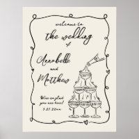 Hand Drawn Wintage Wedding Welcome Sign