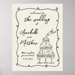 Hand Drawn Wintage Wedding Welcome Sign