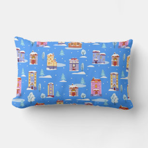 Hand drawn winter seamless pattern with cute Scand Lumbar Pillow