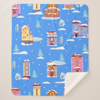 Hand drawn winter seamless pattern with cute Scand Sherpa Blanket