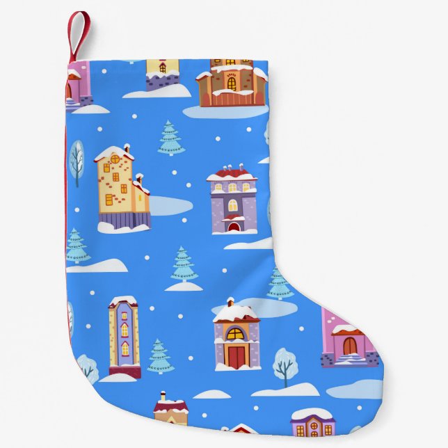 Hand drawn winter seamless pattern with cute Scand Small Christmas Stocking (Front)