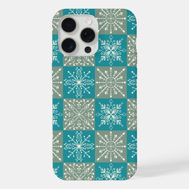 Hand-Drawn Winter Snowflake Pattern iPhone Case (Back)