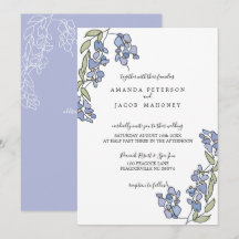 Hand Drawn Wisteria Floral Wedding Invitations