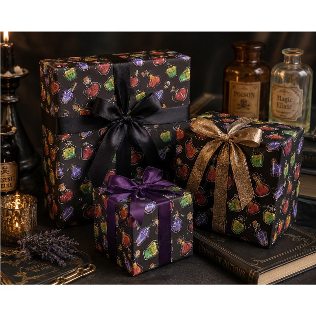 Hand Drawn Witchy Magical Potion Bottles  Wrapping Paper (Creator Uploaded)