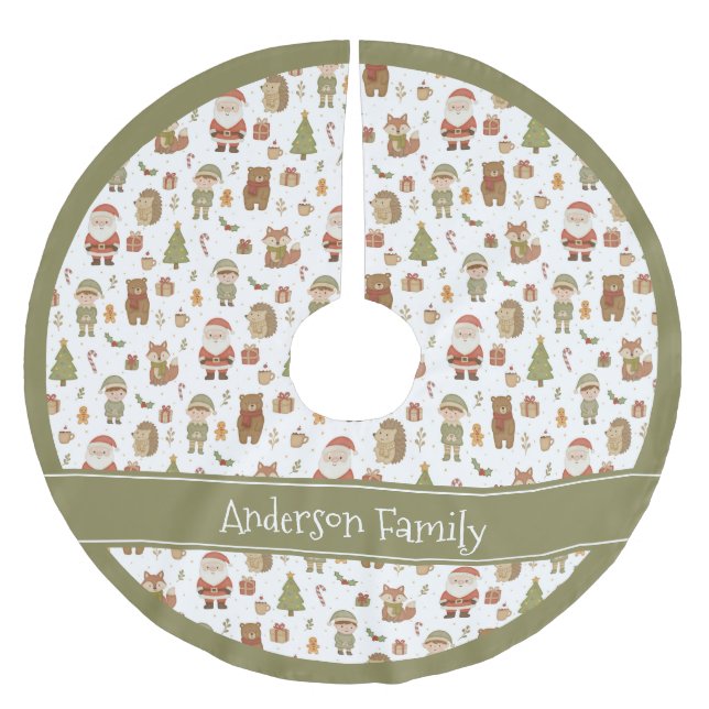 Hand Drawn Woodland Animals - Christmas Tree Skirt (Front)