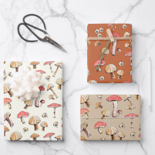 Hand-Drawn Woodland Mushrooms Nature Cottagecore  Wrapping Paper Sheet