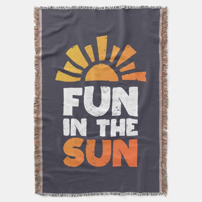 Hand Drawn Words "fun in the sun" Throw Blanket (Front Vertical)