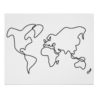 Hand-drawn World Map Poster