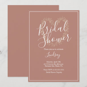 Hand  Drawn Wreath Heart Boho  Bridal Shower   Invitation