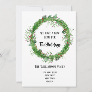 Hand Drawn Wreath  New Home for the Holidays  Card