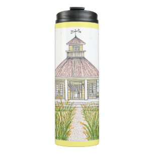 Hand Drawn Yellow Beach Cottage Thermal Tumbler
