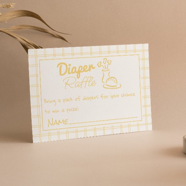 Hand Drawn Yellow Bread Vase Baby Diaper Raffle Enclosure Card (Creator Uploaded)