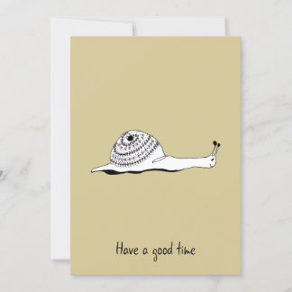 Hand Drawn Yellow Greeting Card With a Snail