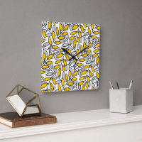 Hand Drawn Yellow Grey Leaves Pattern