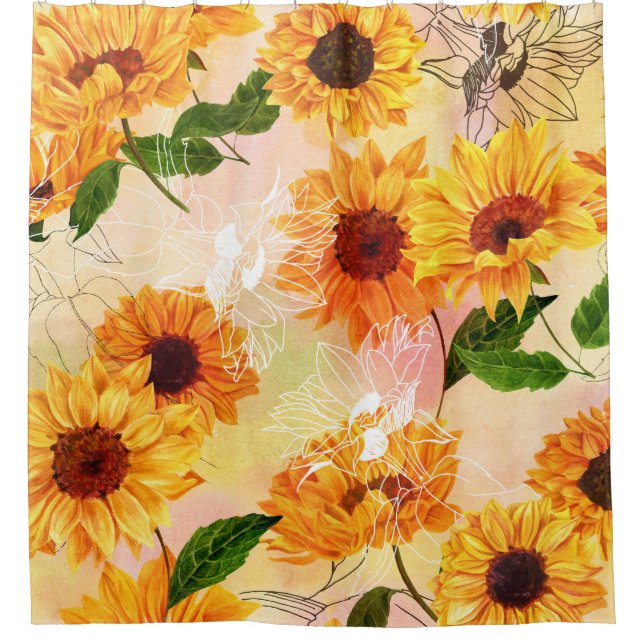 Hand-Drawn Yellow Sunflowers Watercolor Pattern (Front)
