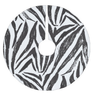 Hand Drawn Zebra: Vintage Print. Brushed Polyester Tree Skirt